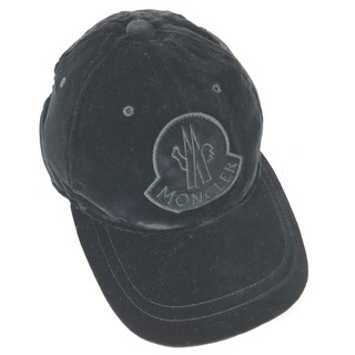 モンクレール(MONCLER)のモンクレール MONCLER ロゴ ベロア 帽子 キャップ帽 ベースボール キャップ コットン ブラック(キャップ)