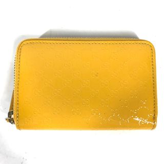 グッチ(Gucci)のグッチ GUCCI マイクロ グッチシマ 255452 シマライン 財布 小銭入れ コンパクトウォレット カードケース コインケース エナメル イエロー(パスケース/IDカードホルダー)