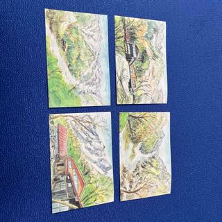 絵はがき　4枚セット(使用済み切手/官製はがき)