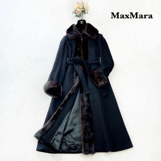 マックスマーラ(Max Mara)の【MaxMara】最高級白タグ＊ミンクファー　ロングベルテッドコート　40(ロングコート)