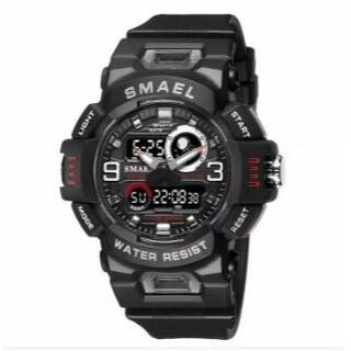 SMAEL 8063 スポーツウォッチ（ブラック・ホワイト）(腕時計(デジタル))