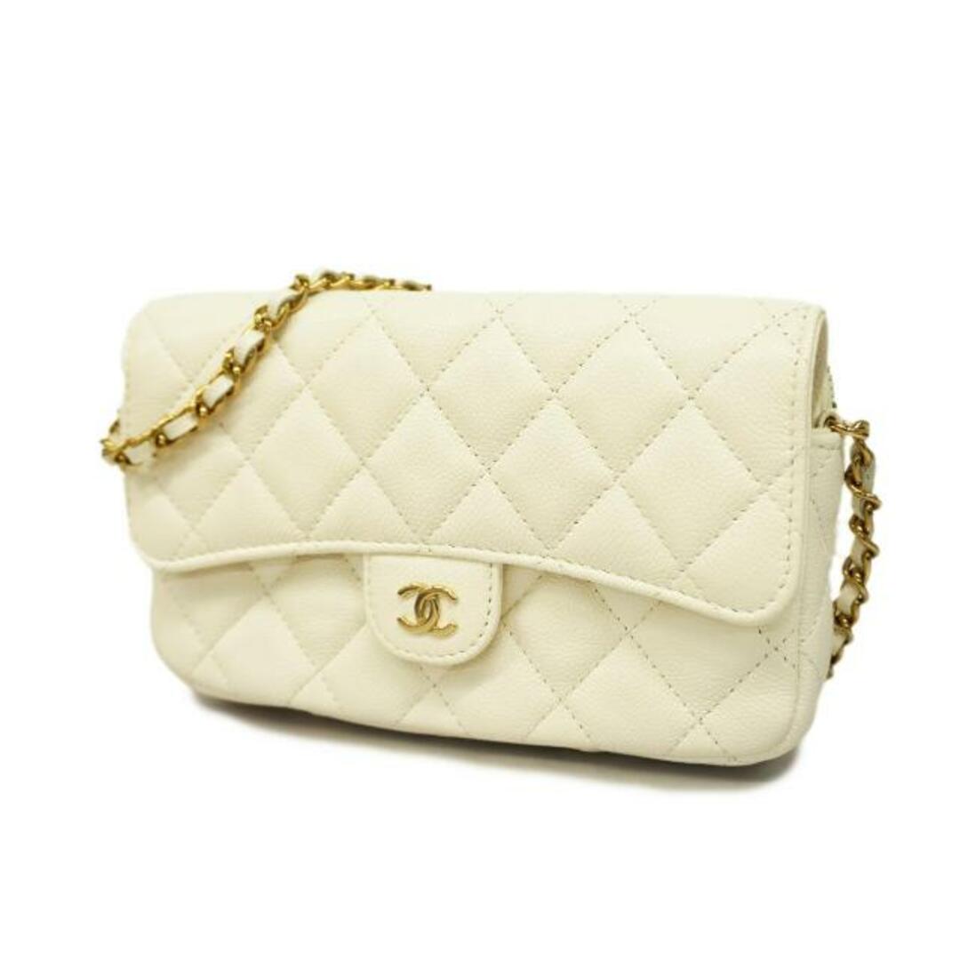 CHANEL(シャネル)の★最終価格 ★SALE 【3de4812】シャネル ショルダーウォレット/マトラッセ/チェーンショルダー/キャビアスキン/ホワイト/ゴールド金具 【中古】 レディース レディースのファッション小物(財布)の商品写真