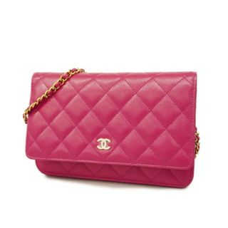 シャネル(CHANEL)の★最終価格 ★SALE 【3de4813】シャネル ショルダーウォレット/マトラッセ/チェーンショルダー/キャビアスキン/ピンク/ゴールド金具 【中古】 レディース(財布)