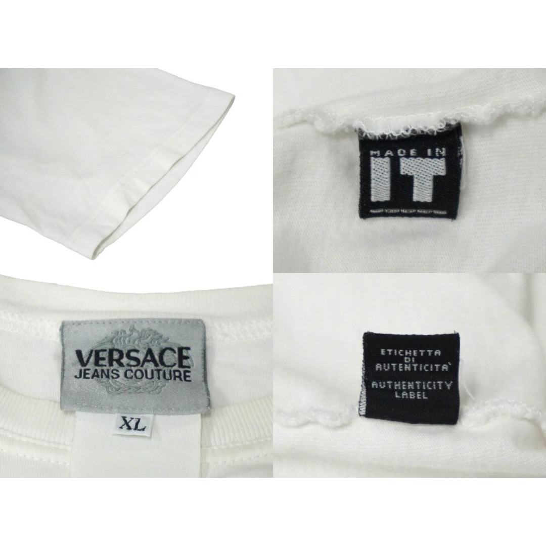 Versace Jeans Couture ヴェルサーチ ブルースウェーバージーンズ クチュール フォトＴシャツ ホワイト レッド ロゴ サイズXL 美品 中古 58762 レディースのトップス(Tシャツ(半袖/袖なし))の商品写真