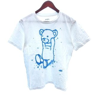 グラニフ(Graniph)のグラニフ カットソー Tシャツ クルーネック イラスト プリント 半袖 S 白(Tシャツ/カットソー(半袖/袖なし))