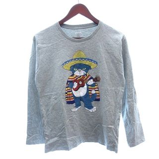 グラニフ(Graniph)のグラニフ カットソー Tシャツ クルーネック プリント 長袖 S グレー /AU(Tシャツ/カットソー(七分/長袖))