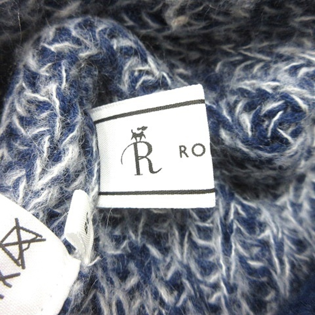 Rope' Picnic(ロペピクニック)のロペピクニック ワンピース ニット ひざ丈 オフタートル 長袖 38 青 白 レディースのワンピース(ひざ丈ワンピース)の商品写真