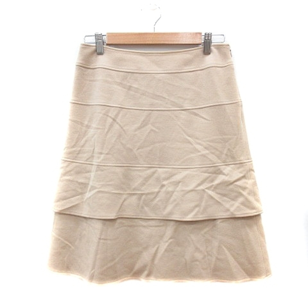 MICHEL KLEIN(ミッシェルクラン)のミッシェルクラン ティアードスカート フレア ひざ丈 40 ライトベージュ レディースのスカート(ひざ丈スカート)の商品写真