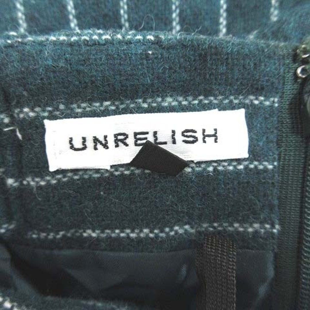 UNRELISH(アンレリッシュ)のアンレリッシュ フレアスカート ひざ丈 ストライプ ウール 36 緑 グリーン レディースのスカート(ひざ丈スカート)の商品写真