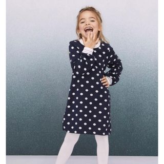 プチバトー(PETIT BATEAU)の【新品タグ付】プチバトー   ニットワンピース　ドット　4a(ワンピース)