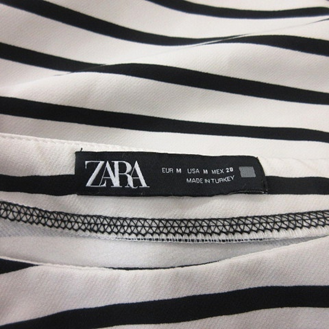 ZARA(ザラ)のザラ カットソー ボーダー 長袖 白 ホワイト 黒 ブラック /YI レディースのトップス(カットソー(長袖/七分))の商品写真