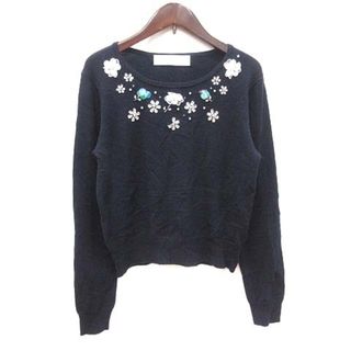 トッコ(tocco)のトッコ ニット カットソー 長袖 装飾 クルーネック M 紺 ネイビー(ニット/セーター)