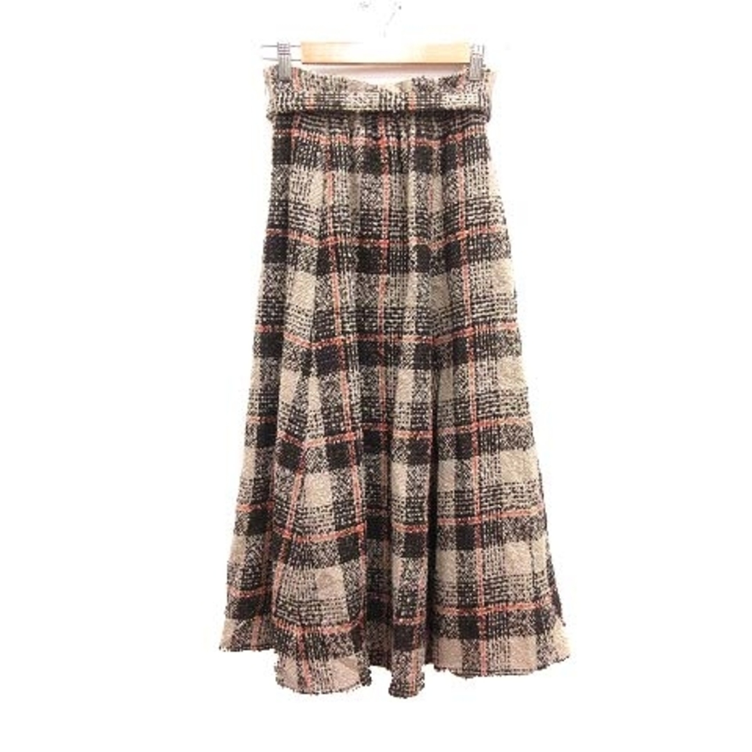 Mila Owen(ミラオーウェン)のミラオーウェン フレアスカート ロング グレンチェック ベルト 0 ベージュ レディースのスカート(ロングスカート)の商品写真