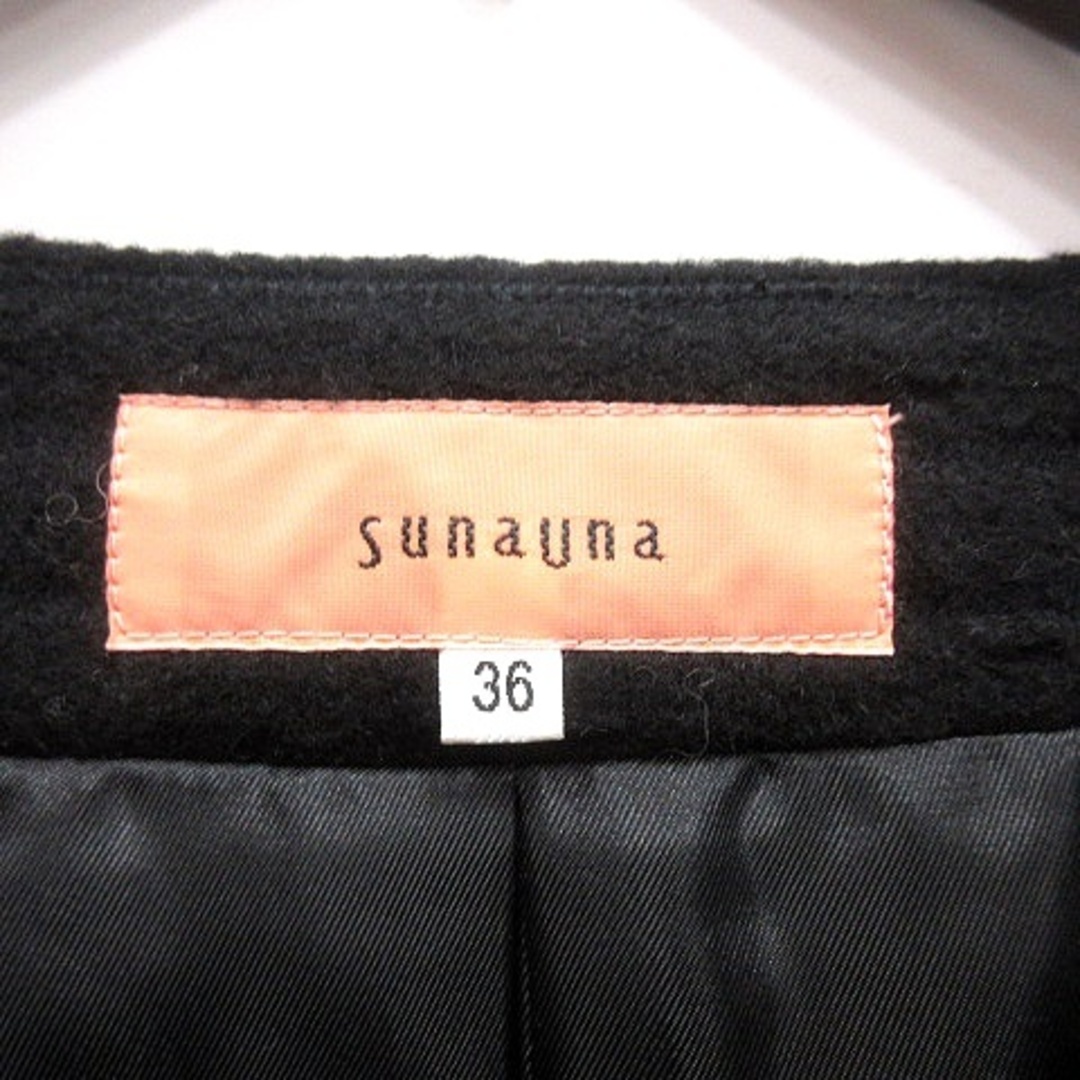 SunaUna(スーナウーナ)のスーナウーナ ノーカラージャケット 総裏地 アンゴラ混 38 黒 ブラック レディースのジャケット/アウター(その他)の商品写真