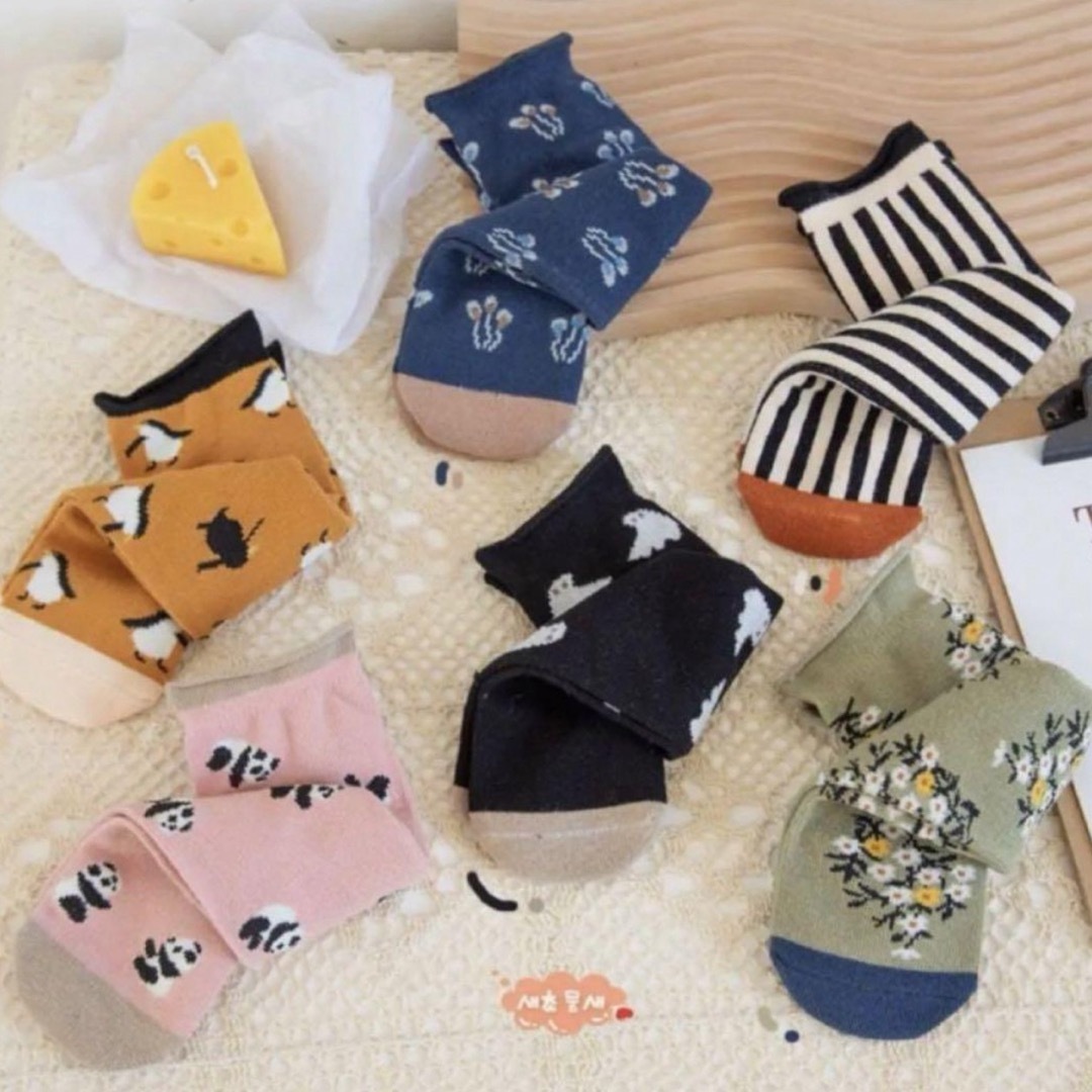 ENDO SOCKS 踵跡なしタイプ花&ペンギン&パンダ色々デザイン子供靴下 キッズ/ベビー/マタニティのこども用ファッション小物(靴下/タイツ)の商品写真