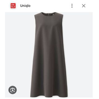 ユニクロ(UNIQLO)のUNIQLO ユニクロ ドレープAラインフレアワンピース Sサイズ ダークグレー(ひざ丈ワンピース)