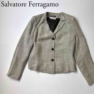 サルヴァトーレフェラガモ(Salvatore Ferragamo)のSalvatore Ferragamo フェラガモ　ジャケット　シルク　リネン(テーラードジャケット)
