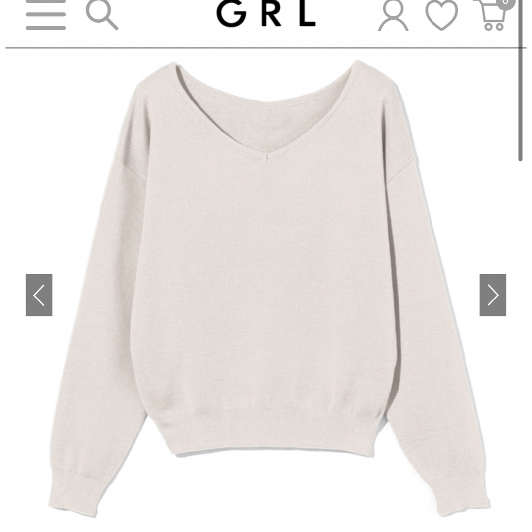 GRL(グレイル)のGRL Vネックニットトップス rut815 アイボリー ホワイト 白色 清楚 レディースのトップス(ニット/セーター)の商品写真