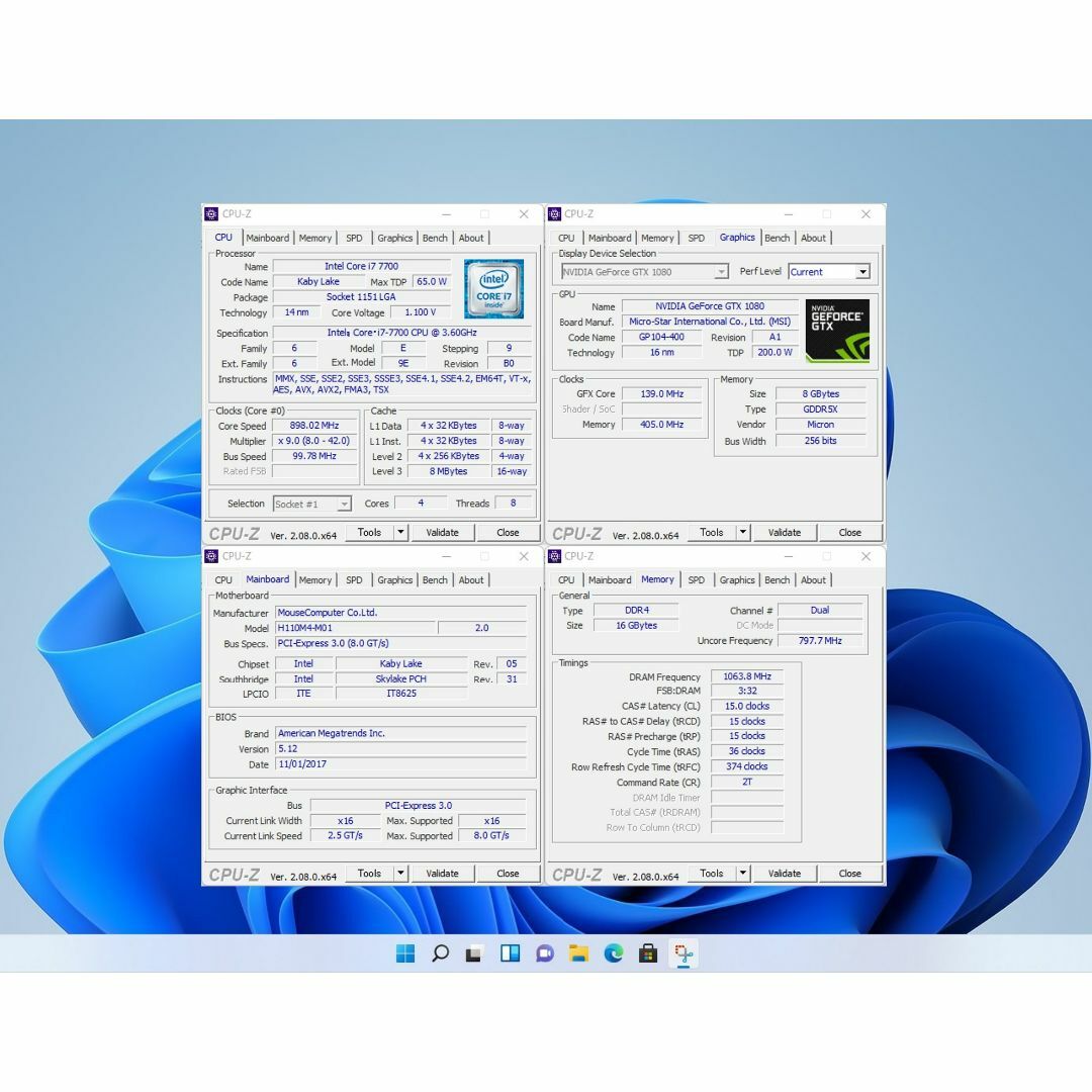 OSゲームPC/i7 7700/16G/GTX1080/SSD＋HDD/#1C9
