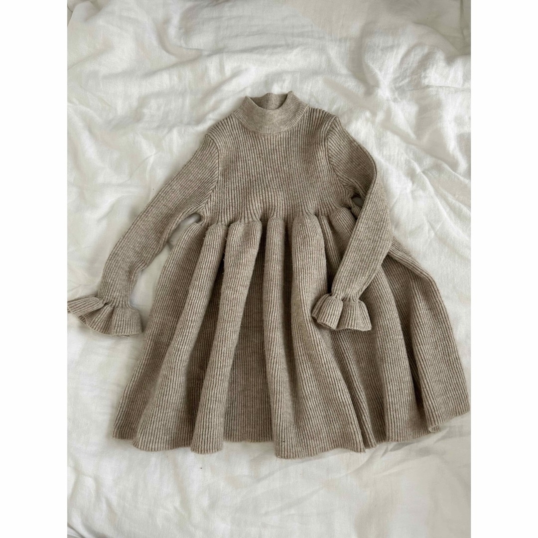 こども ビームス(コドモビームス)の韓国子供服　knit onepiece フレアスリーブニットワンピース キッズ/ベビー/マタニティのベビー服(~85cm)(ワンピース)の商品写真