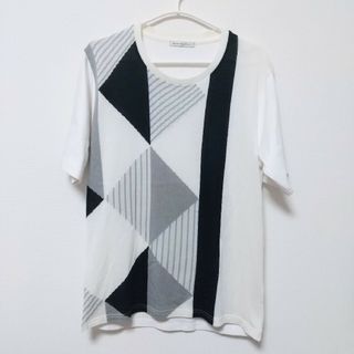 メンズメルローズ(MEN'S MELROSE)の【美品】MEN'S MELROSE メンズ 半袖 カットソー モノトーン(Tシャツ/カットソー(半袖/袖なし))