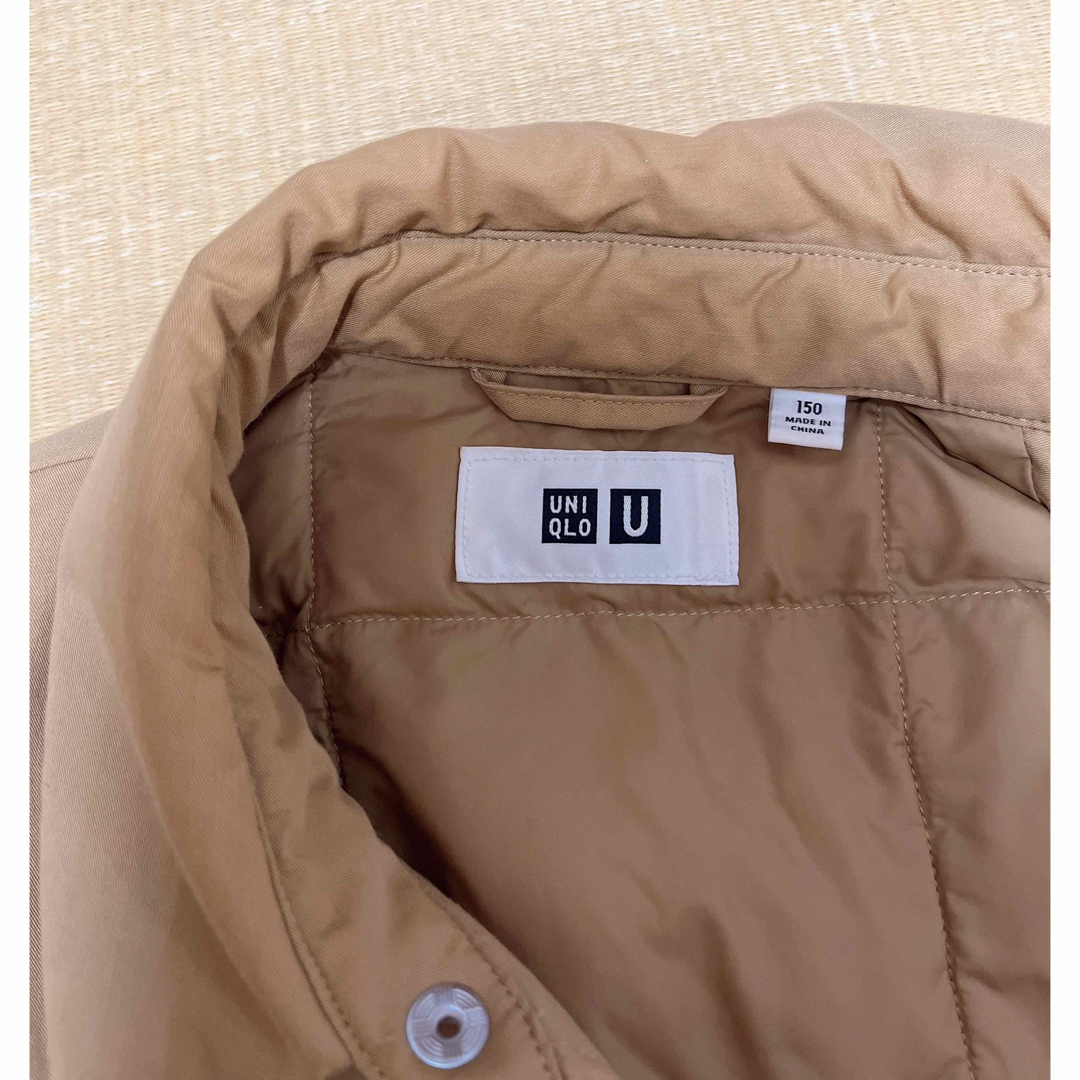 UNIQLO(ユニクロ)のUNIQLO U パデットシャツジャケット150cm ベージュ アウター キッズ キッズ/ベビー/マタニティのキッズ服女の子用(90cm~)(ジャケット/上着)の商品写真