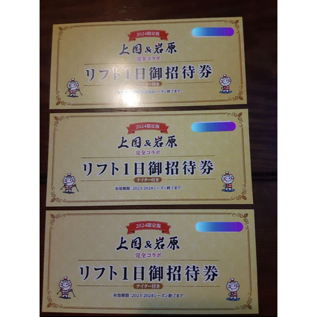 スキー上国\u0026岩原スキー場　ペアリフトロング1日引換券 リフト券