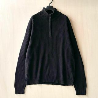 カルバンクライン(Calvin Klein)のカルバンクライン　無地リブニット　ハーフジップ　ブラック　シンプル(ニット/セーター)