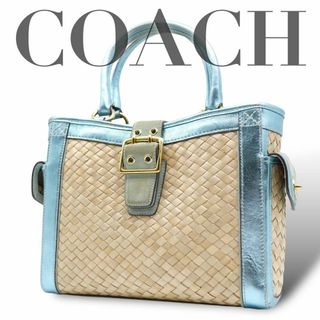 L128.COACH コーチ ストロー トートバッグ ハンドバッグ 4419