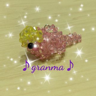 ♪granma♪インコストラップ＊ピンク＊(キーホルダー/ストラップ)