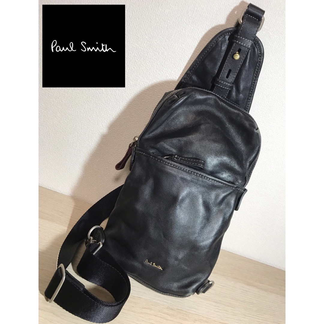 Paul Smith(ポールスミス)の【美品】ポールスミス Paulsmith ボディバッグ　レザー ブラック メンズのバッグ(ショルダーバッグ)の商品写真