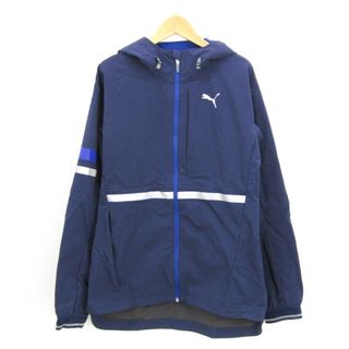 プーマ(PUMA)のプーマ ナイロンジャケット 長袖 フード付き ストレッチ スポーツウエア アウター メンズ Lサイズ ネイビー PUMA(ナイロンジャケット)