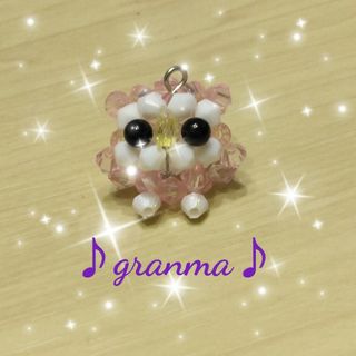 ♪granma♪縁起物＊フクロウストラップ＊ピンク＊(スマホストラップ/チャーム)