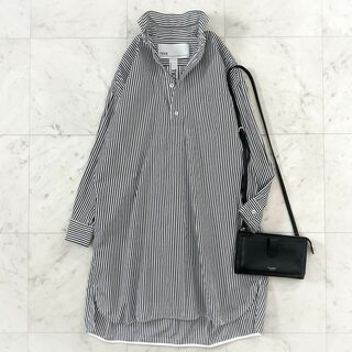 美品 ティッカ ウール100％ スクエアビッグロングシャツ ワンピース 日本製