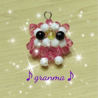 ♪granma♪縁起物＊フクロウストラップ＊濃いピンク＊(スマホストラップ/チャーム)