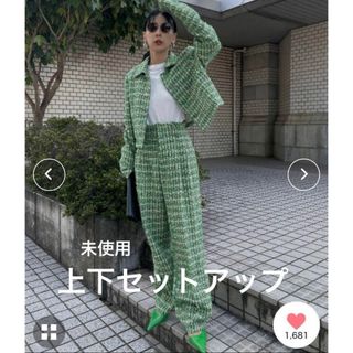 アメリヴィンテージ(Ameri VINTAGE)の未使用　PLAYFUL TWEED JACKET & PANTS(ノーカラージャケット)