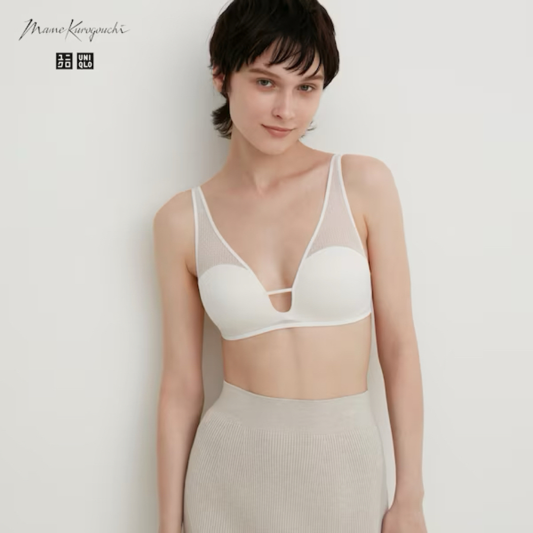 UNIQLO(ユニクロ)の【2枚セット】新品　ユニクロ　マメ　コラボ　ワイヤレスブラ　メッシュ　Sサイズ レディースの下着/アンダーウェア(ブラ)の商品写真