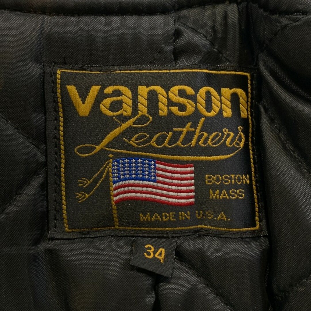 VANSON(バンソン)のVANSON バンソン C2 レザー ダブルライダースジャケット 真鍮バックル ブラック Size 34 メンズのジャケット/アウター(ライダースジャケット)の商品写真