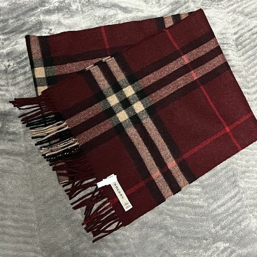 純正オーダー Burberry バーバリー カシミヤ100% マフラー 赤 チェック