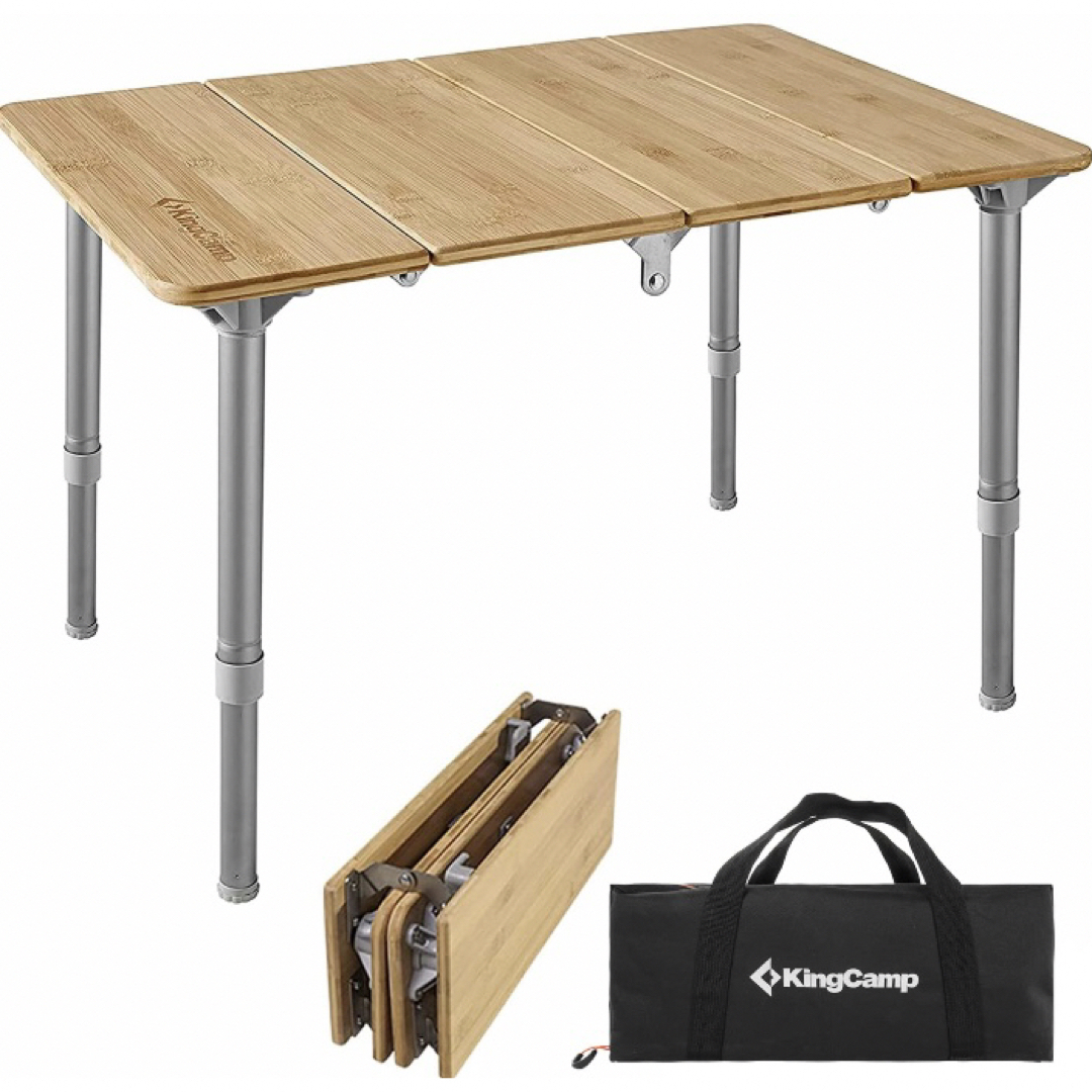 KingCamp バンブーテーブル 高さ調節可 60×40cm 30kg未使用品30kg重量