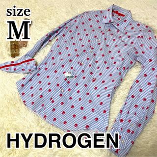 ハイドロゲン(HYDROGEN)のハイドロゲン　シャツ　ドクロ　チェック　M 青　白　赤　クリーニング品(シャツ)