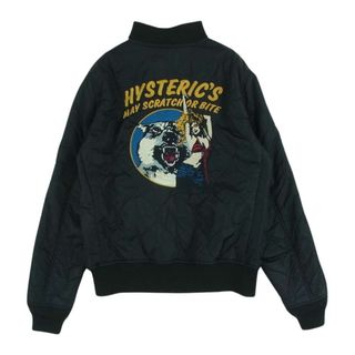 ヒステリックグラマー(HYSTERIC GLAMOUR)のHYSTERIC GLAMOUR ヒステリックグラマー 0263AB06 RUMBLE MA-1JK ワッペン キルティング フライト ボンバー ジャケット ブルゾン ブラック系 S【中古】(その他)