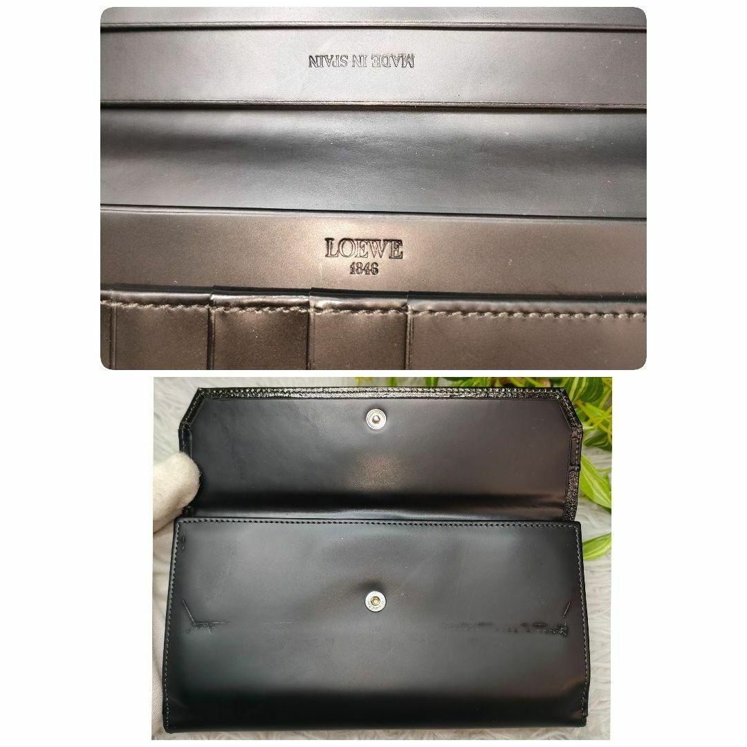 LOEWE(ロエベ)のロエベ 長財布 ブラック 銀金具 LOEWE 財布 黒 フラップ カード小銭入れ レディースのファッション小物(財布)の商品写真