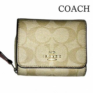 コーチ(COACH)のCOACH　三つ折り財布　シグネチャー　ベージュ(財布)