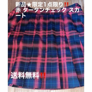 【新品‼️処分価格★】大特価！ レッド 赤 タータンチェック プリーツスカート(ミニスカート)