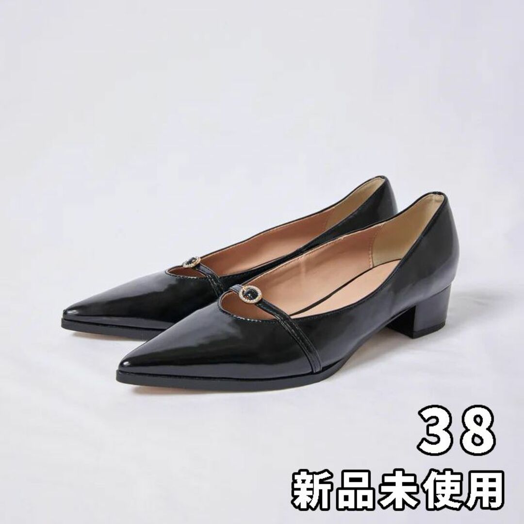 ハーリップトゥ Orangery Crystal Belted Pumps 黒Lじょえの