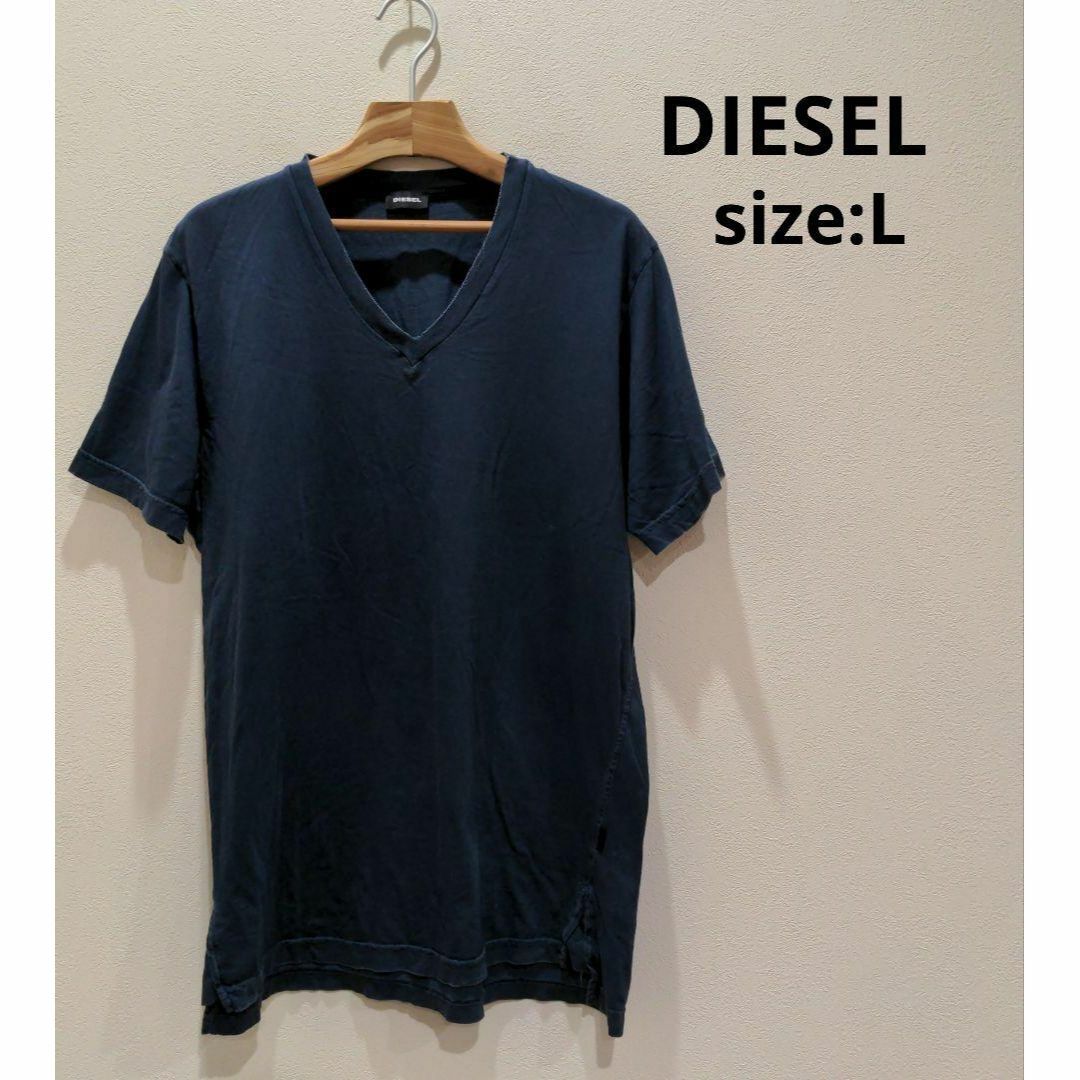 DIESEL ディーゼル Vネック 半袖 Ｔシャツ ネイビー L メンズ | フリマアプリ ラクマ