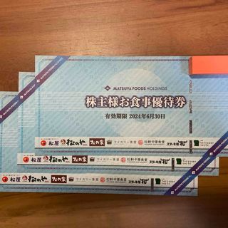 マツヤフーズ(松屋フーズ)の松屋 株主優待券 3枚【有効期限2024年06月30日】(レストラン/食事券)