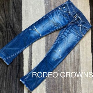 ロデオクラウンズ(RODEO CROWNS)の【送料無料】ロデオクラウンズ　ダメージデニム　ダメージジーンズ　サイズ25(デニム/ジーンズ)