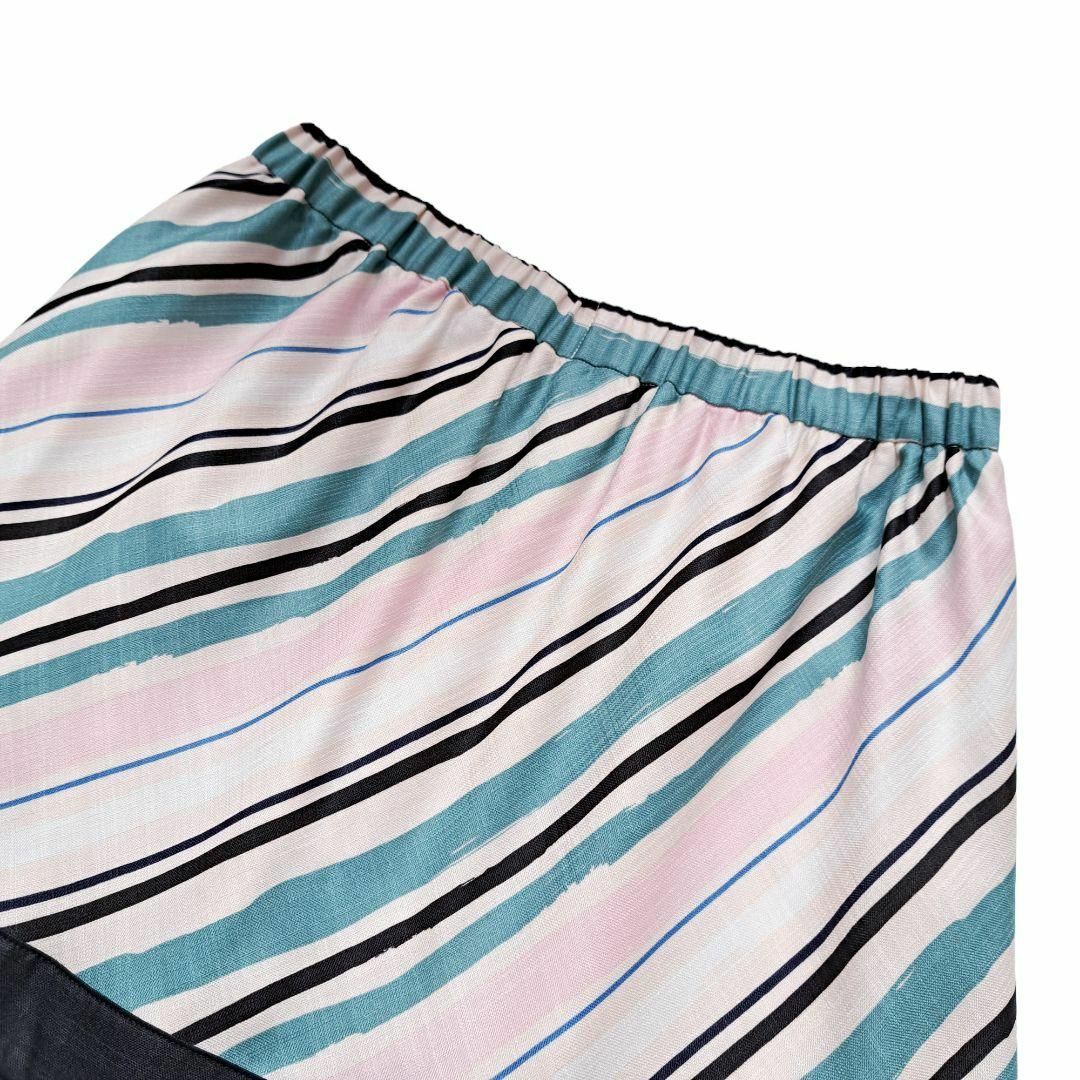 SONIA RYKIEL(ソニアリキエル)のソニアリキエル フレアスカート ボーダー ストライプ マルチカラー L レディースのスカート(ロングスカート)の商品写真